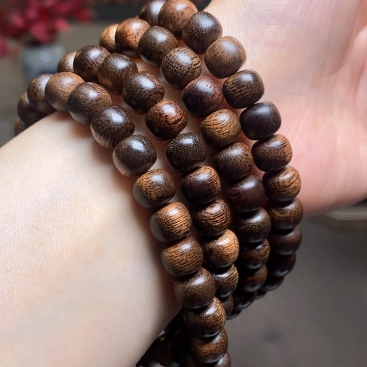 沉香手串越南芽庄黄棋金丝玉化0.6×0.8×108