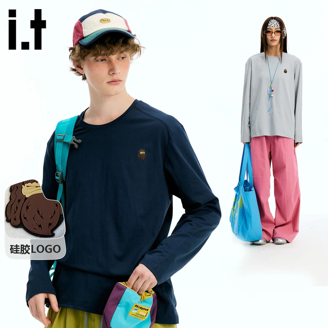 it FINGERCROXX美式长袖t恤男秋季户外速干打底衫硅胶logo体恤衫