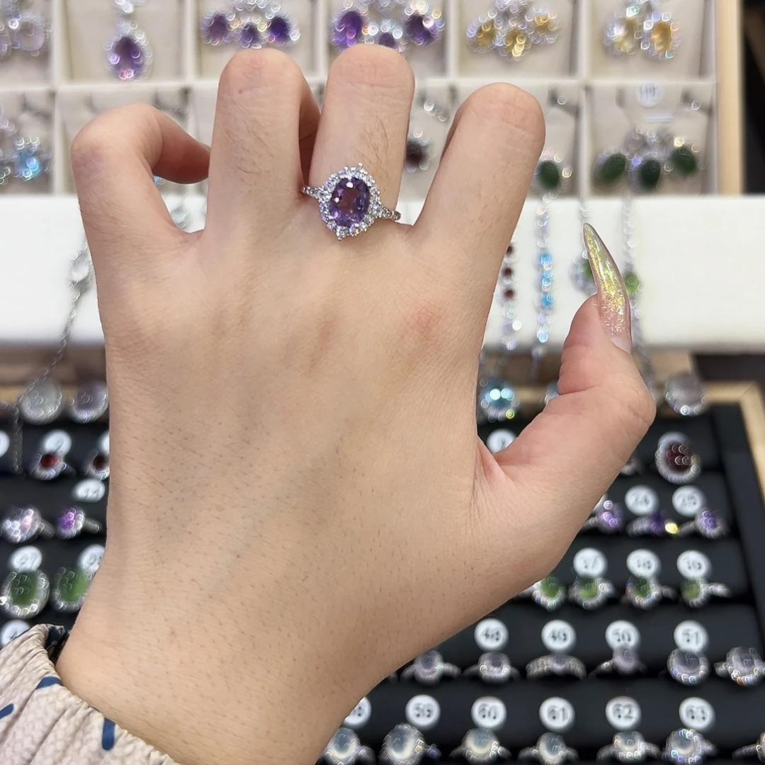 水晶戒指银S925镶嵌