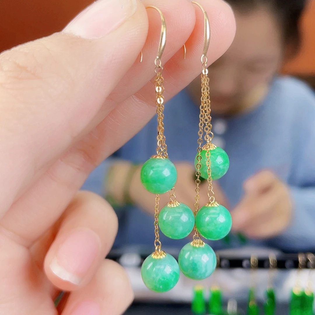 翡翠18K金镶嵌耳饰