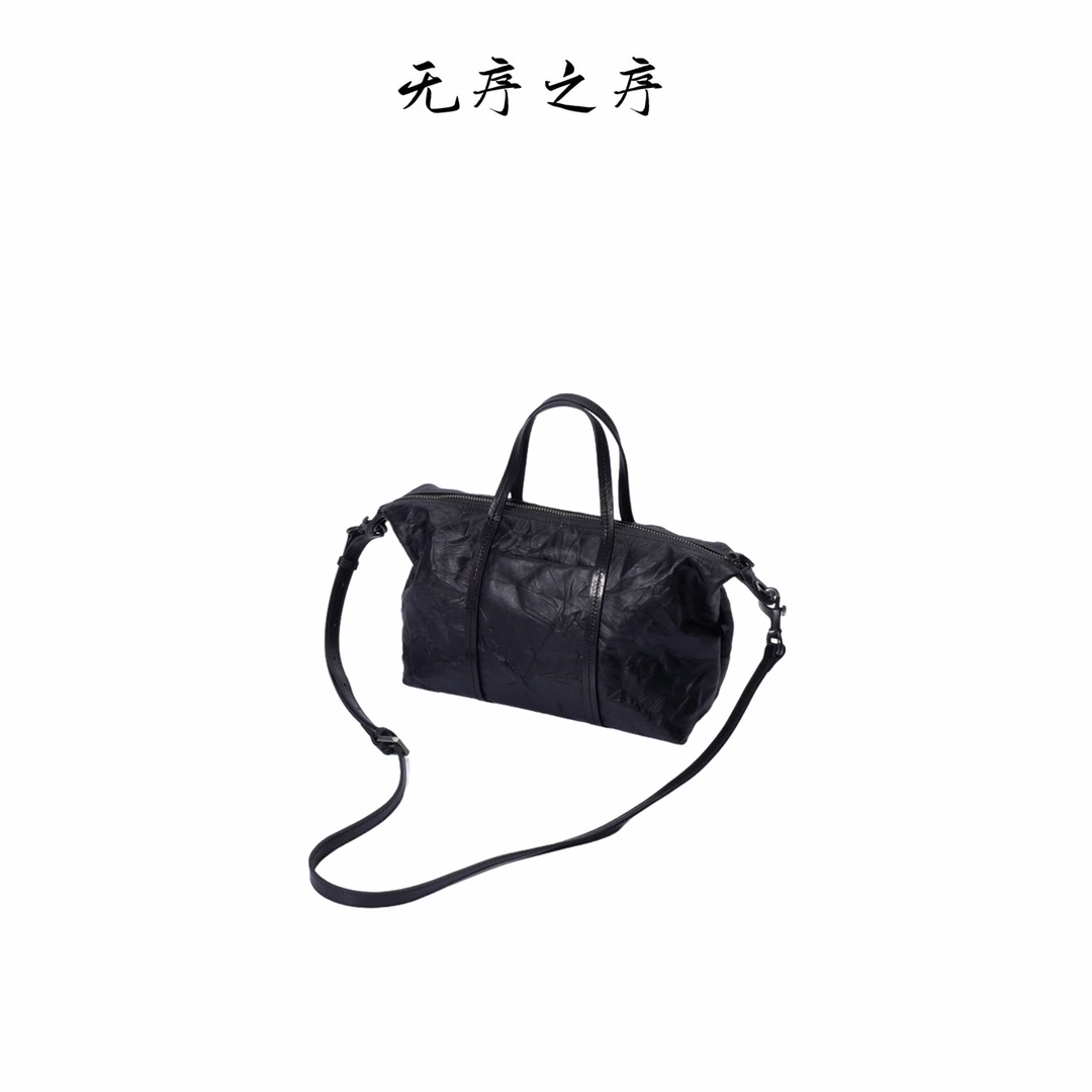 【无序之序】原创设计褶皱系列高级百搭休闲多背法牛皮斜挎单肩包