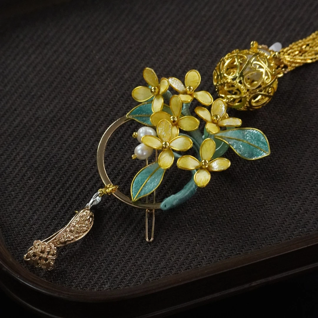 桂花【发光】 压襟/后压  俩用款  非遗国潮风压襟旗袍配饰古风民族