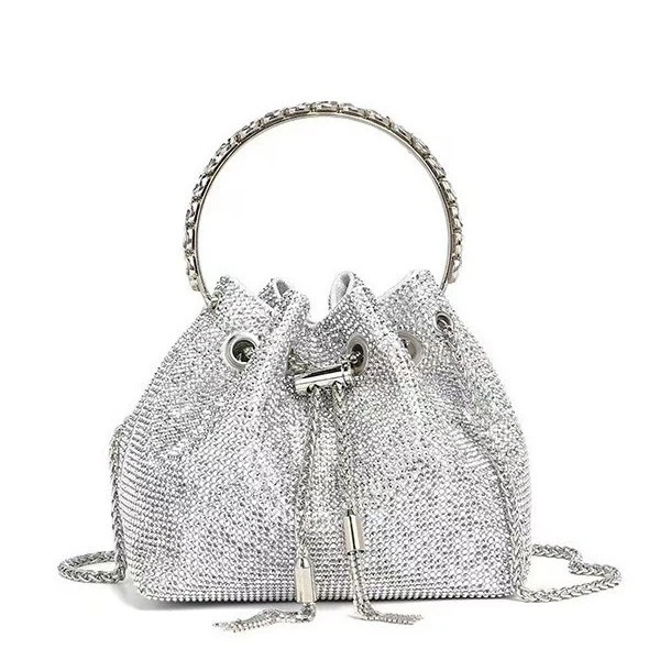 2024软水钻包包女晚宴包高级感流苏包手怜包质感满钻手提水桶包