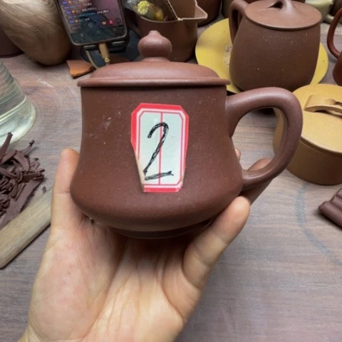 茶杯紫砂金*半手工原矿紫砂盖杯