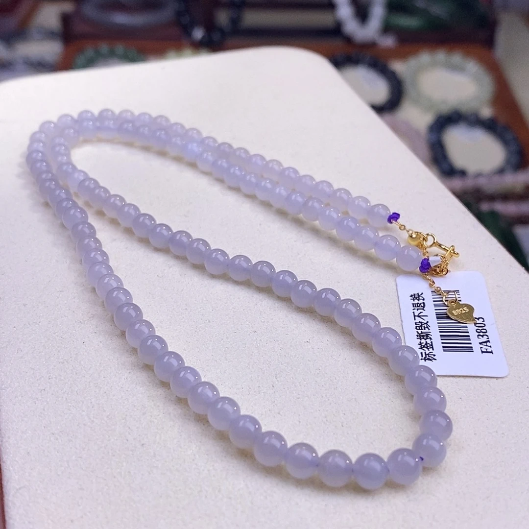 颈饰未镶嵌和田玉冰烟紫老矿料仙紫项链5m