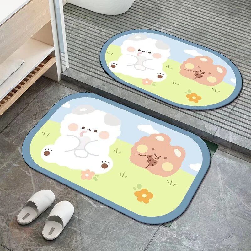 卫生间浴室硅藻泥吸水速干垫洗手间可爱卡通门口脚垫厕所防滑地垫