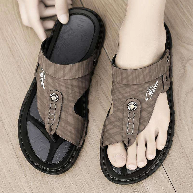 凉鞋男士夏季外穿2025新款休闲潮流两用开车凉拖沙滩人字拖鞋防水