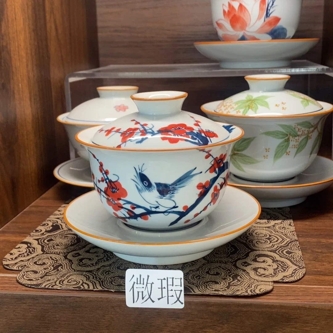 釉下彩老陶泥手工绘制