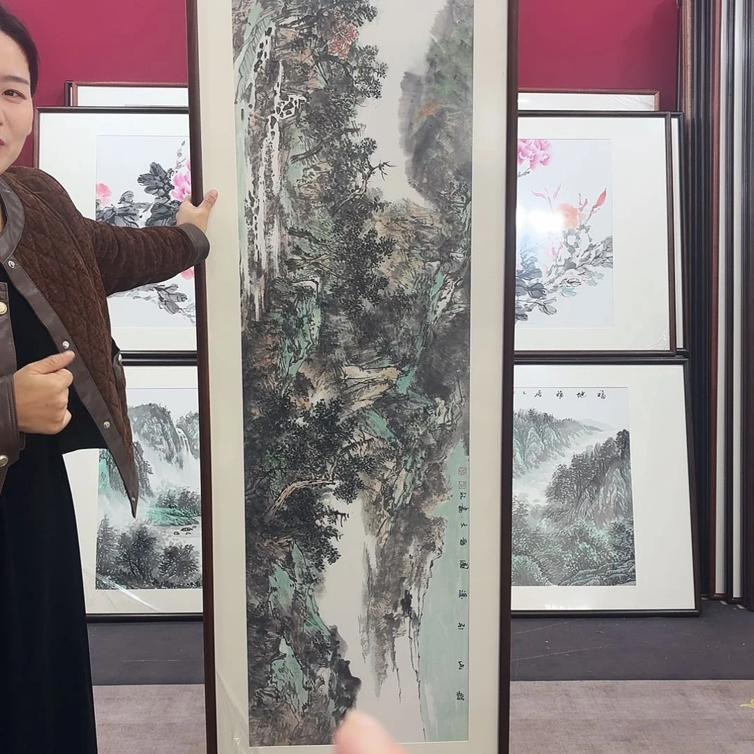 国画手绘作品210-60尺寸
