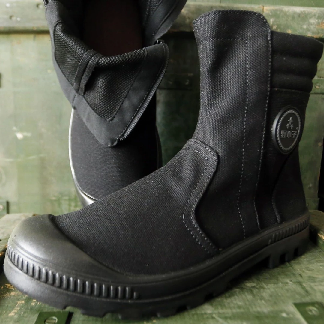 野小子正品男鞋帆布鞋新款防沙马丁透气高帮侧拉链司机劳保鞋女款