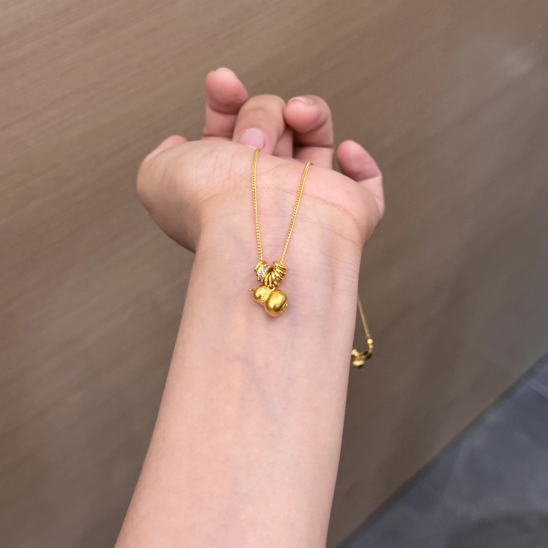 【菠萝珠宝】足金999  古法葫芦招财转运DIY项链  金重：7.43克