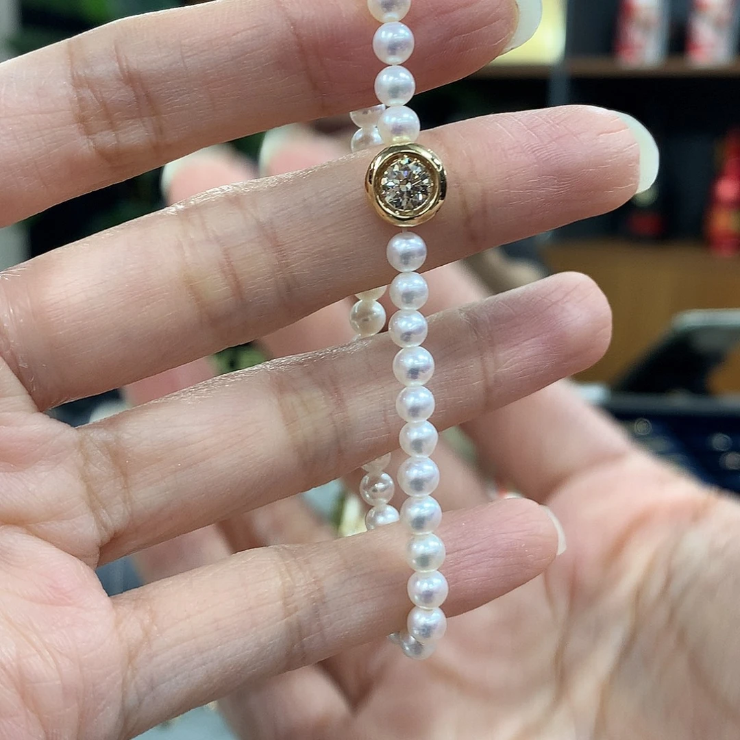 钻石18K金镶嵌手链18k金天然钻石手链