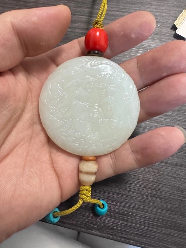 和田玉一路连科诗文玉佩挂件