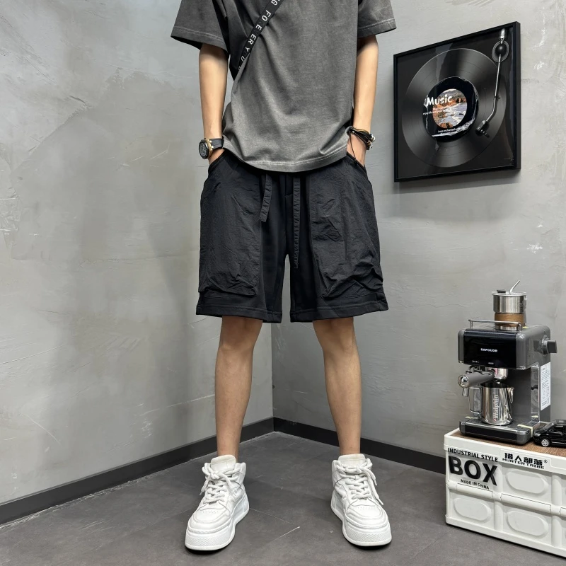 2025夏季新款男款休闲裤纯色短裤大口袋男美夏季男款高街工装短裤