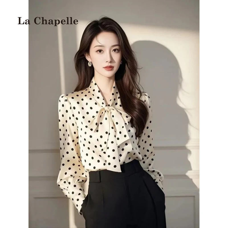 拉夏贝尔2025春季新款上衣女装法式波点小衬衫今年流行的漂亮小衫