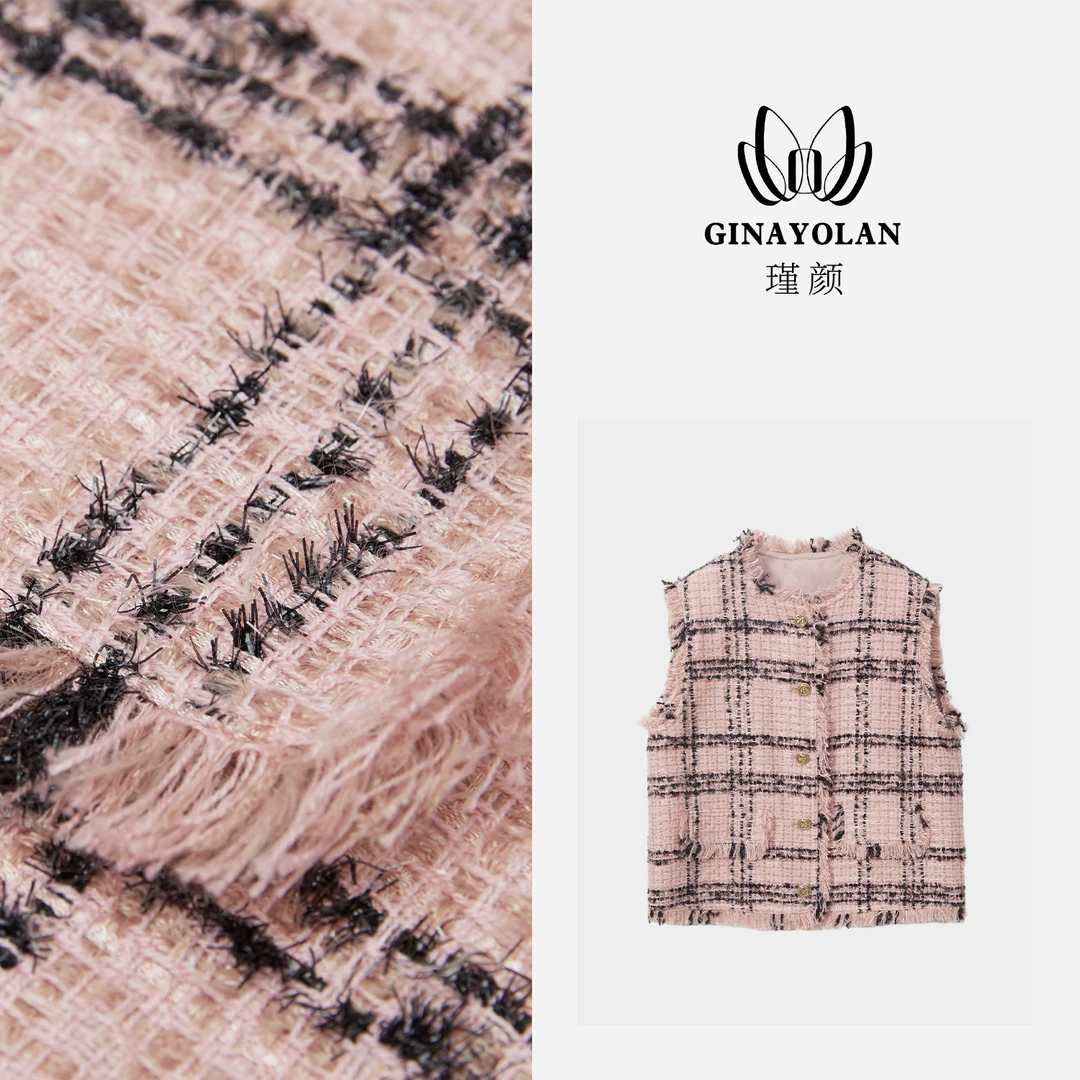 香*风度假山茶花粉意大利空运料无袖马甲背心/moessmer