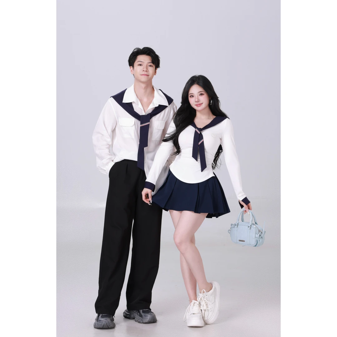 618清清MengFairy【情侣装男】设计感韩风白色百搭宽松衬衫5074M