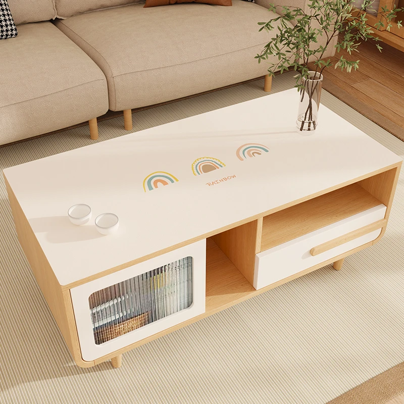 奶油风茶几桌垫防水防烫桌布高级感ins茶几垫台面保护垫电视柜垫