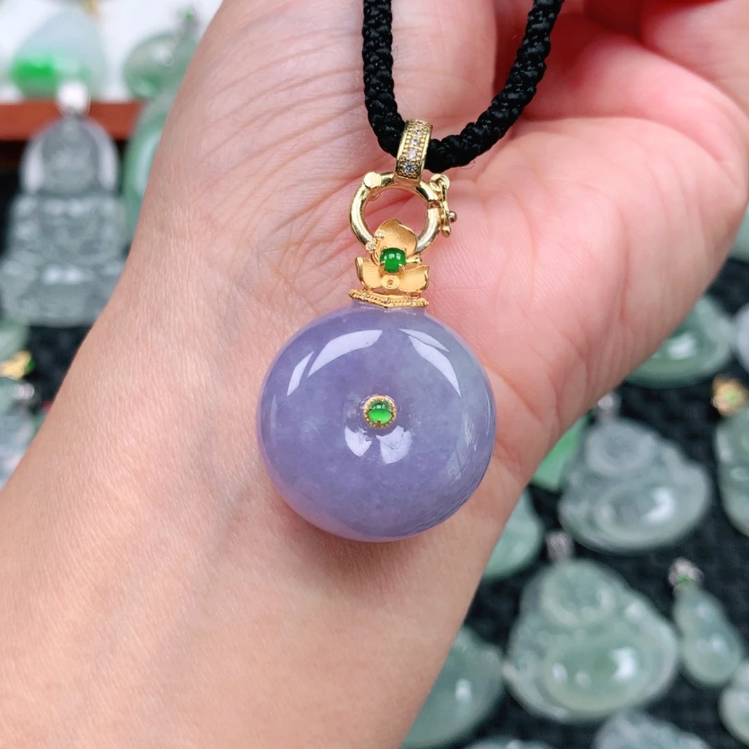 翡翠吊坠(不含链)18K金镶嵌