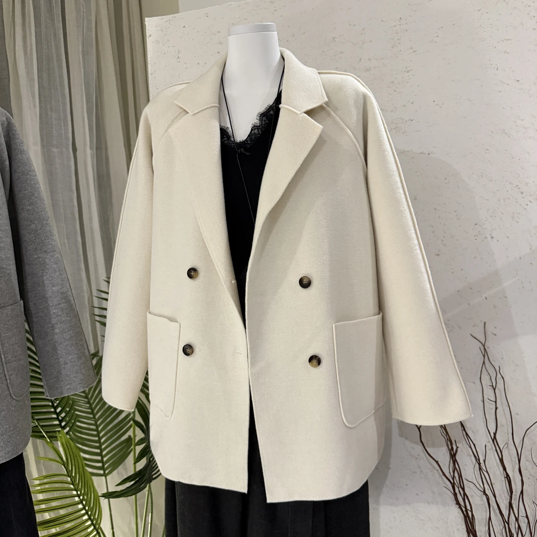 2025秋冬双面呢子中长款西装外套新款时尚洋气百搭女装