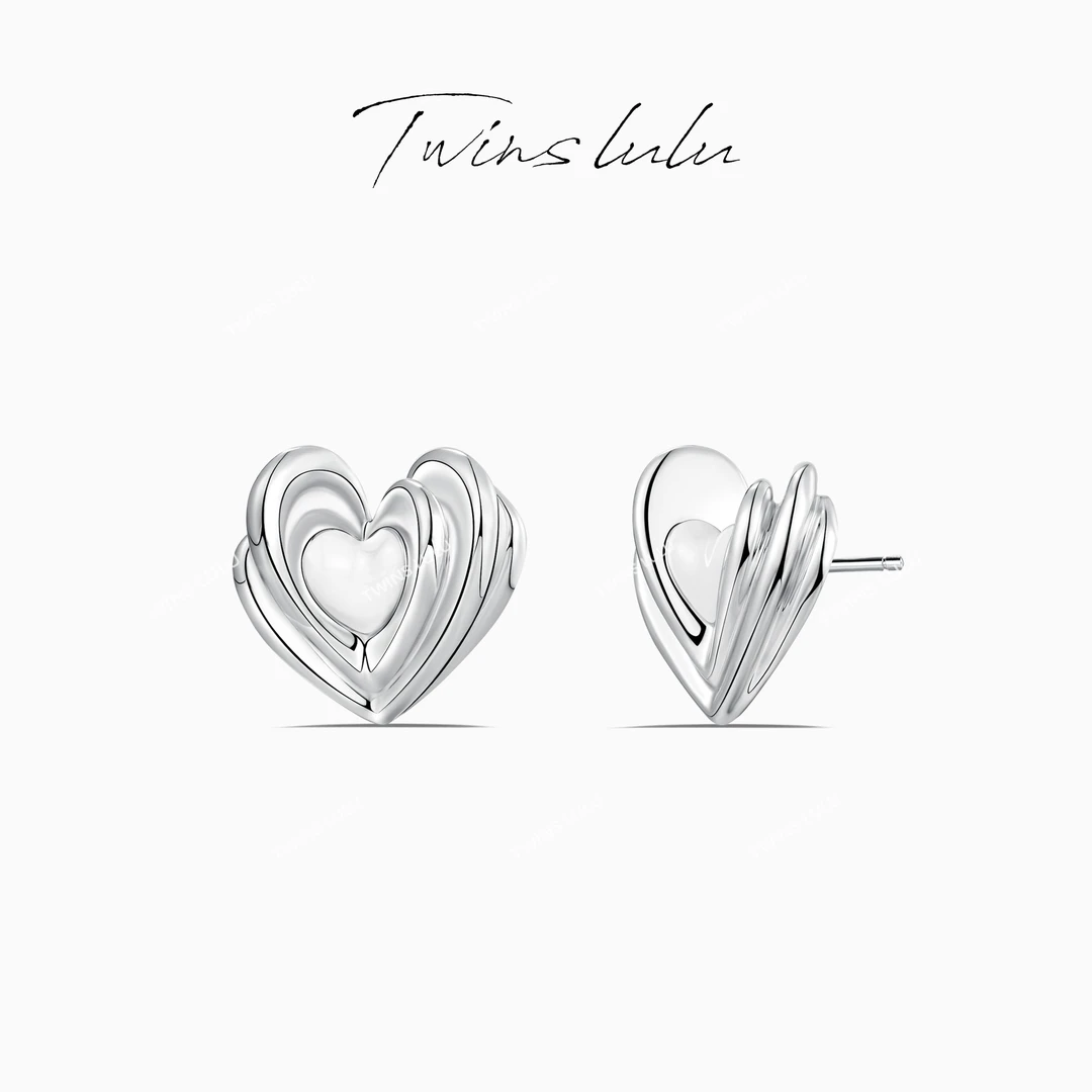 TWINS LULU 镀k金 简约个性时尚百搭气质金属风爱心耳环TSL1617