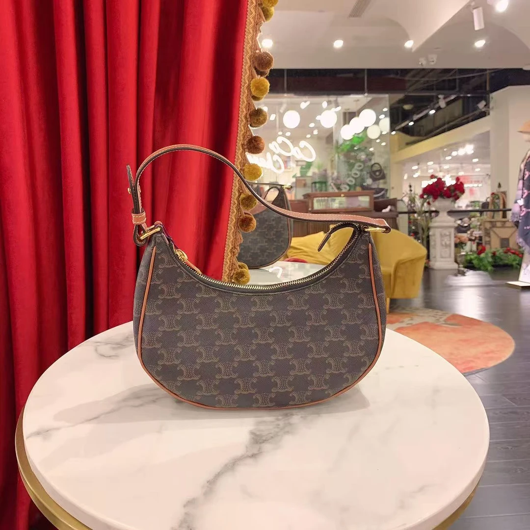 95新 Celine/思琳 GGS瑟琳ava凯旋门老花金扣腋下单肩包14335494