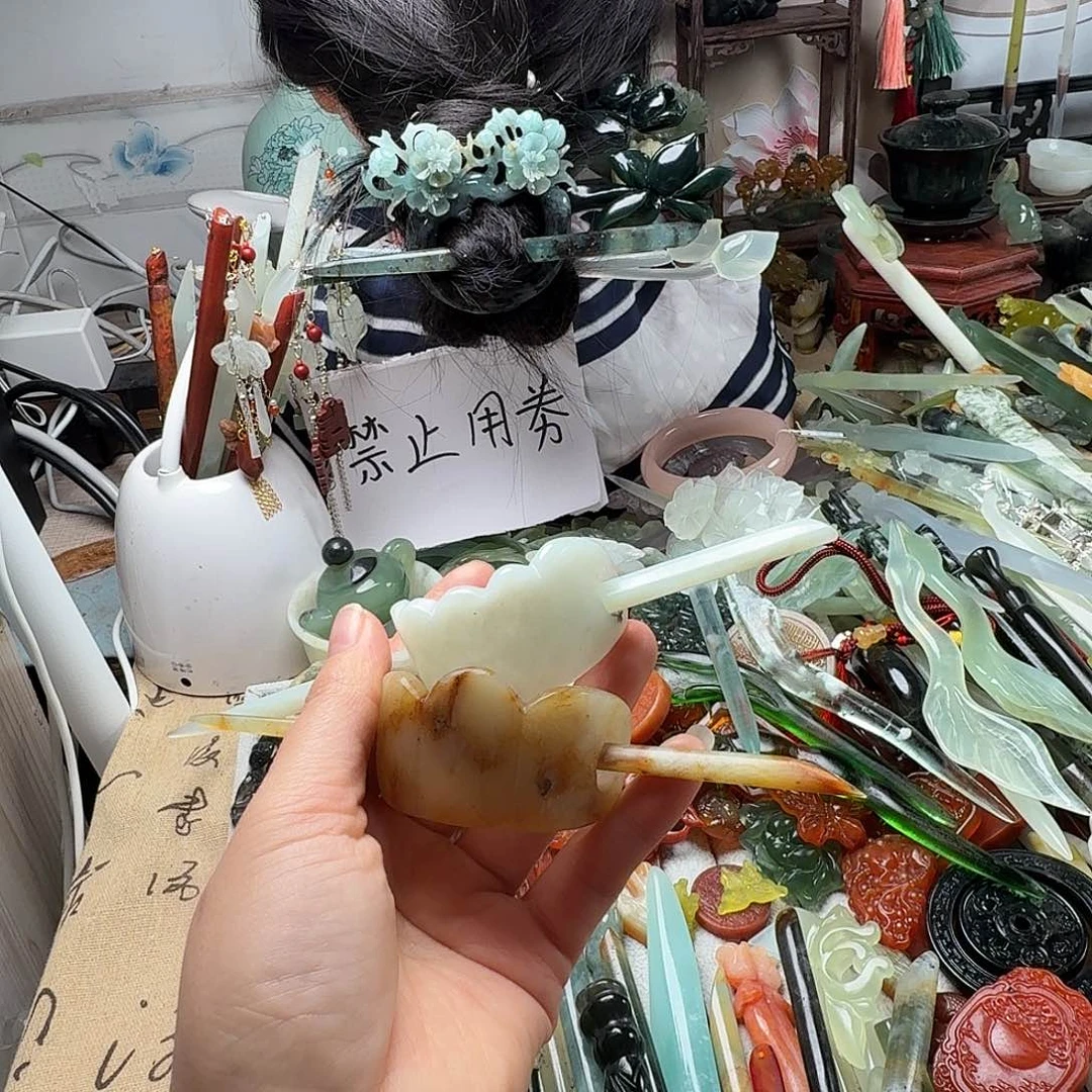 蛇纹石玉合金发饰