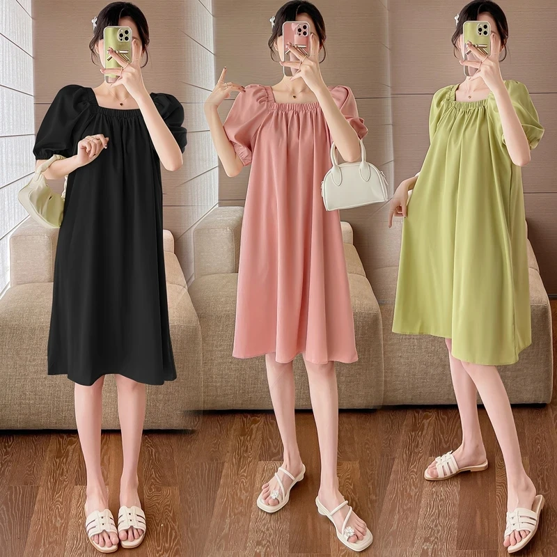 夏季新款显瘦孕妇连衣裙韩版宽松甜美减龄版辣妈大码