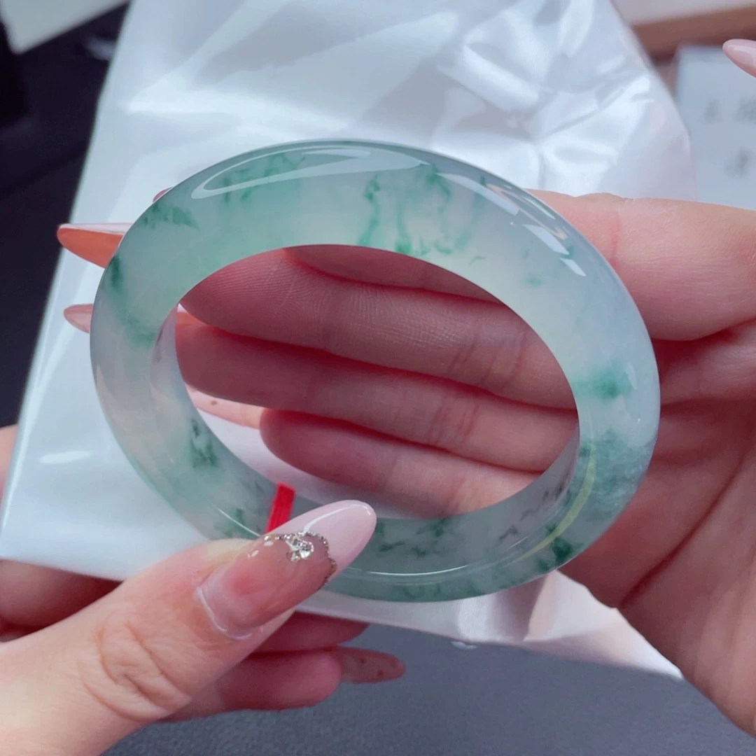 未镶嵌手镯翡翠56.4正冰炸光飘花镯 宝藏毕业镯 高级13号