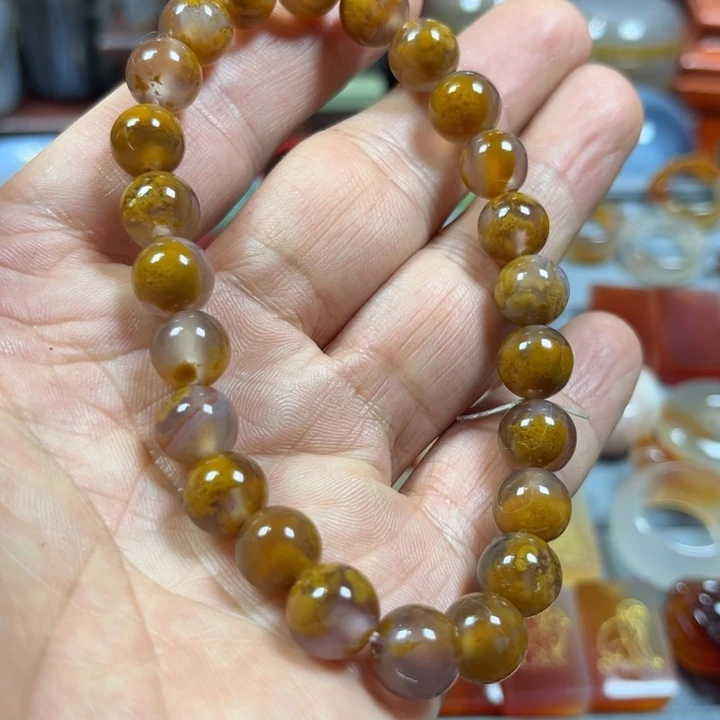 玛瑙/玉髓未镶嵌稀有金花10mm