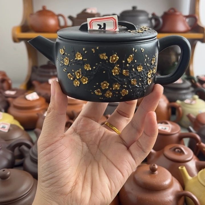茶壶紫砂200cc朱泥半手