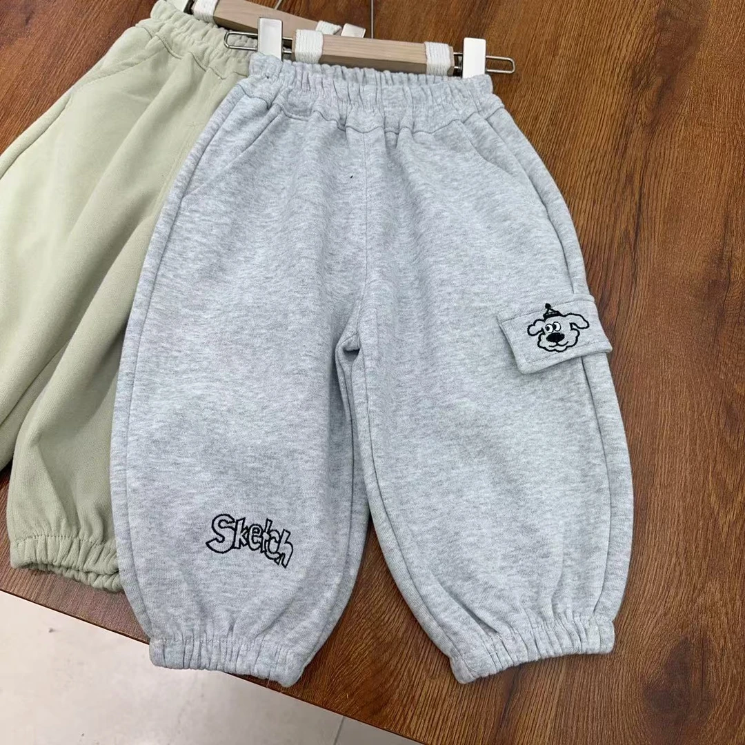 儿童秋款粗针棉质小狗造型休闲卫裤（实物以直播间讲解为准）