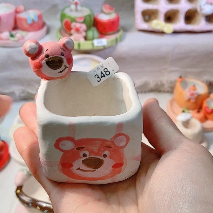 手工手绘盆 满29包邮 348