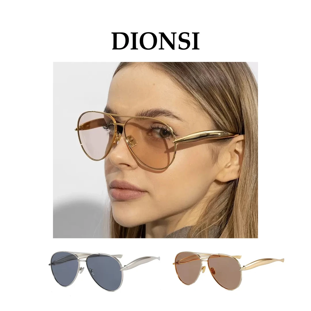 【Dionsi】欧美新款蛤蟆形金属太阳镜街拍时尚高级感网红大框个性