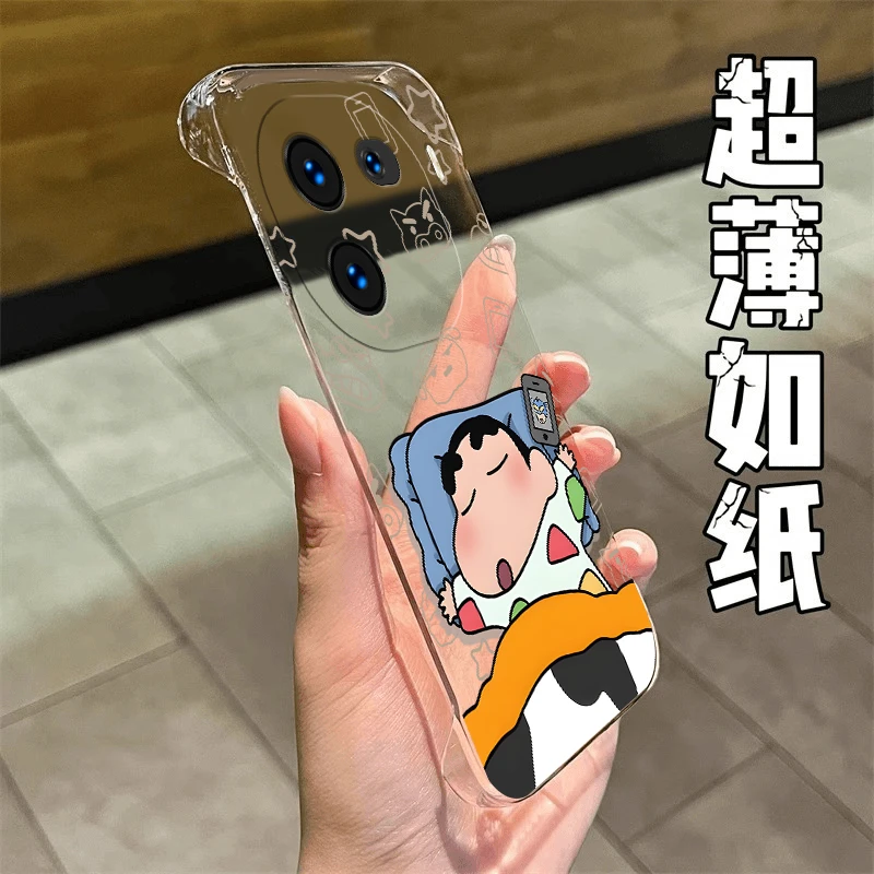 入睡小新适用于VIVOIQOO12手机壳网红款iQOO12 PRO透明无边框PC壳