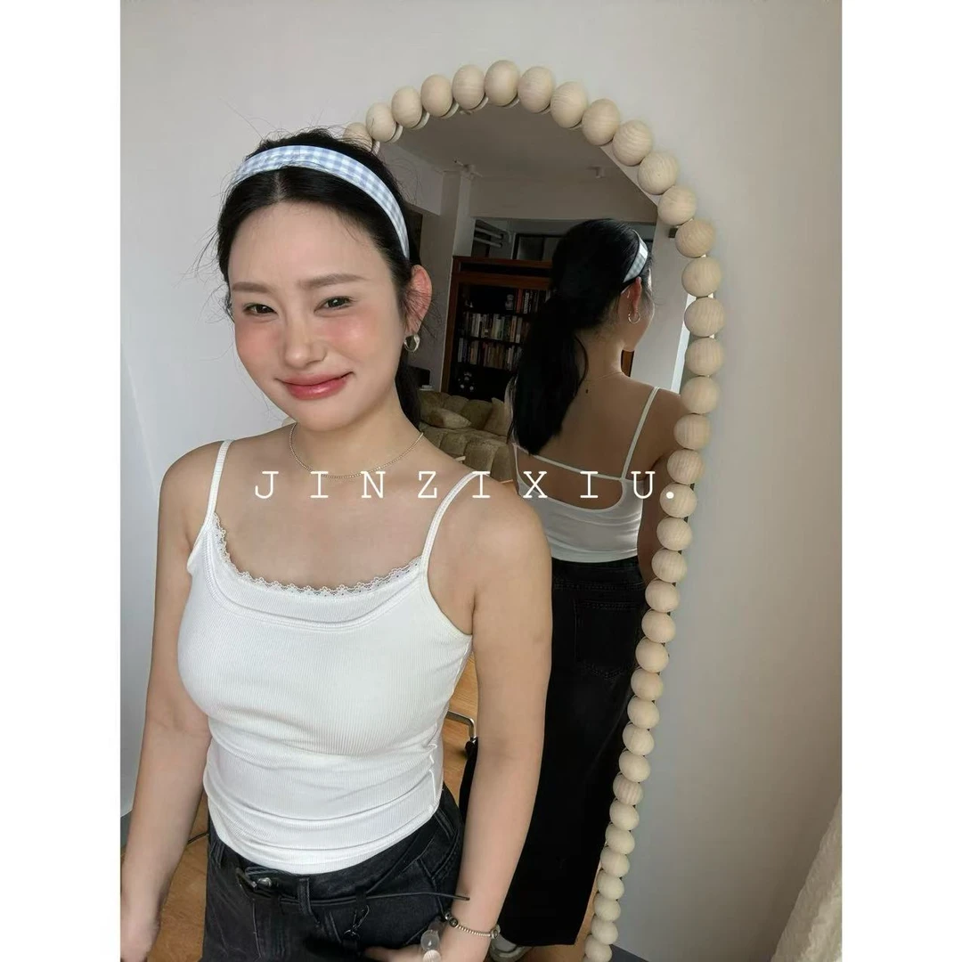 【JIZIXIU】•纯小欲•ins泡菜新款双层蕾丝透气带海绵垫内衣打底吊带