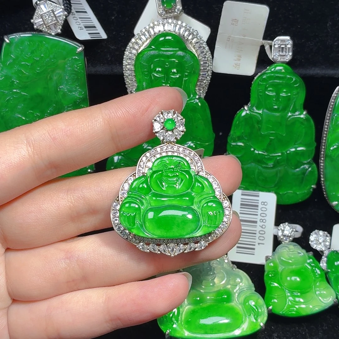 翡翠银S925镶嵌颈饰天然A货翡翠