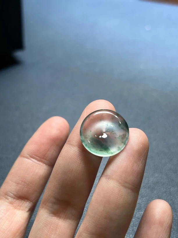 老坑玻璃种飘花平安扣18.7×3.3极度精致