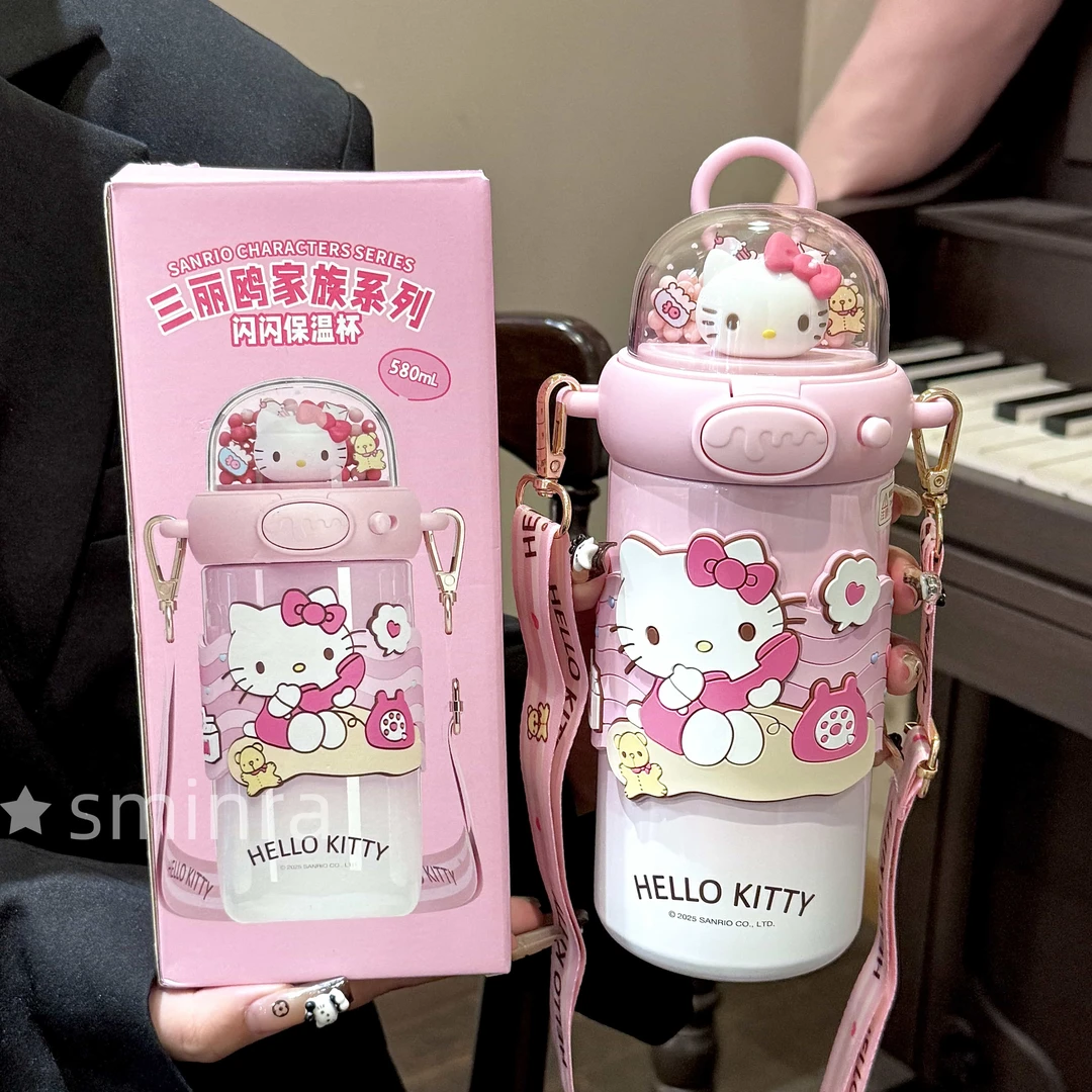 凯蒂猫吸管保温杯网红可爱儿童水杯学生上学生日礼物2025新款杯子