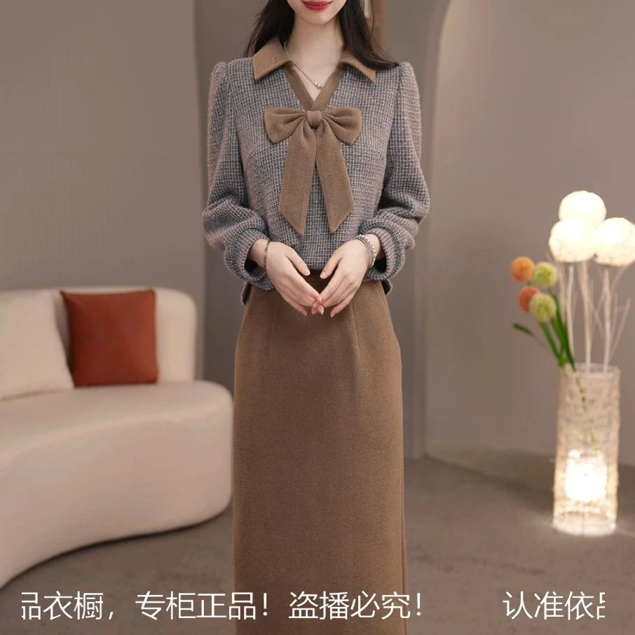 【套装定制】C683上衣配半身裙两件套优雅时尚减龄收腰显瘦冬季新款