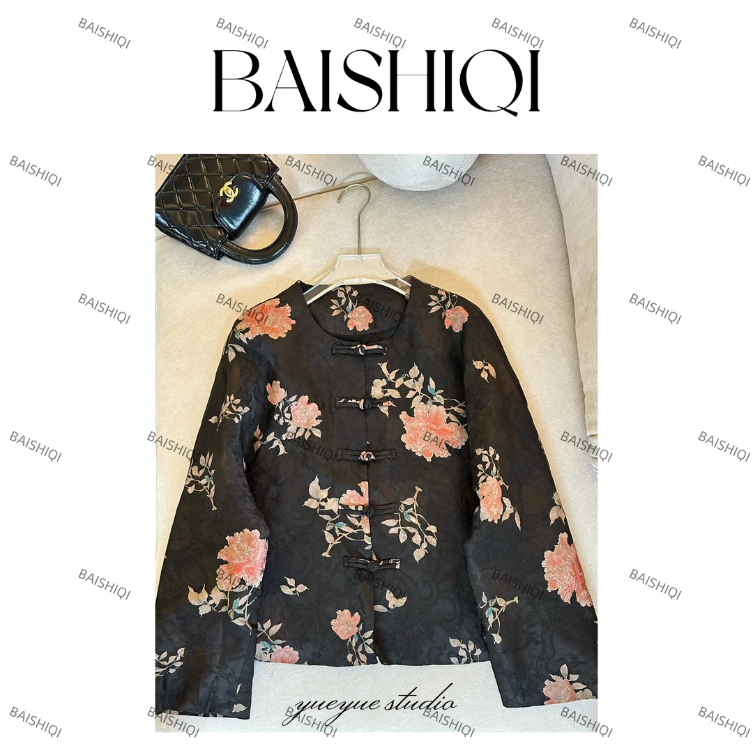 BAISHIQI【墨底花嫣】NEW 新中式国风提花短外套W1044