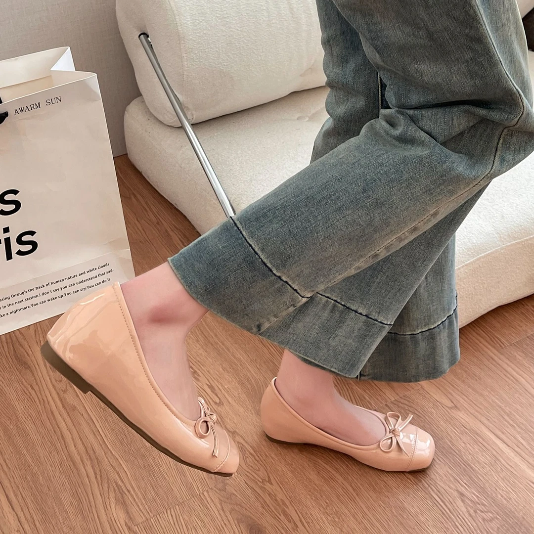 OJRZ时尚百搭通勤蝴蝶结温柔纯色单鞋浅口女2025夏季新款休闲鞋女