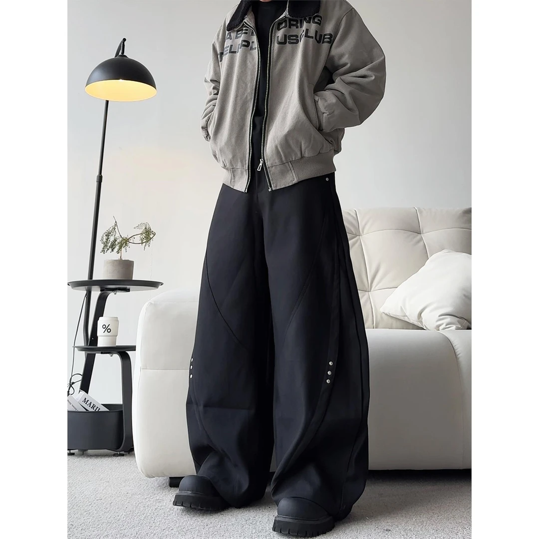 加大码2-300斤美式小铆钉复古弯刀男士潮流ins宽松工装休闲裤夏季