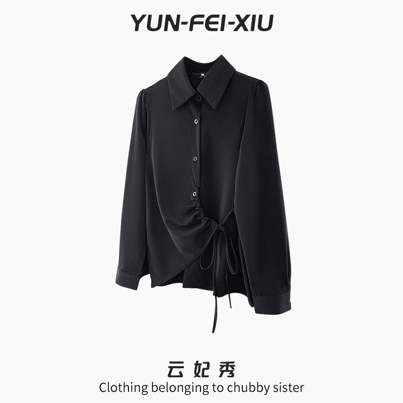 云妃秀大码女装衬衫时尚休闲微胖宽松显瘦气质百搭上衣春季63488