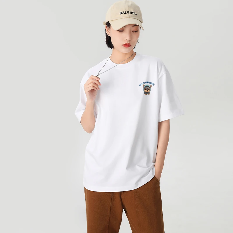 MYREALITY  260g重磅简约风宽松圆领套头纯棉T恤男女同款情侣亲子