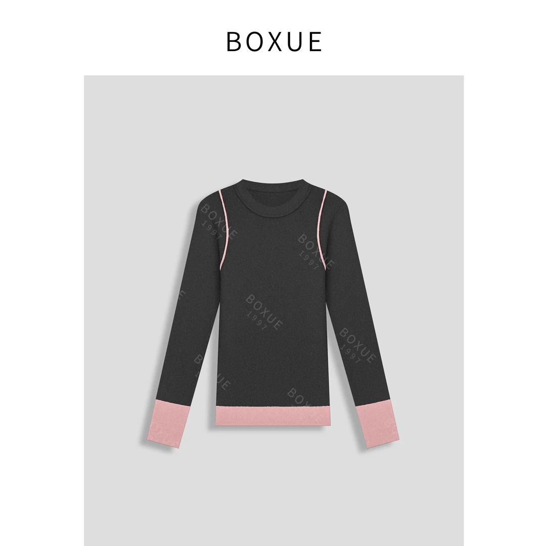 BOXUE"赴约"2024冬季高级感绵.羊毛轻奢圆领 毛衣#241201MY33