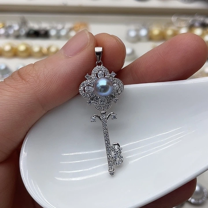 海水珍珠银S925镶嵌吊坠(不含链)