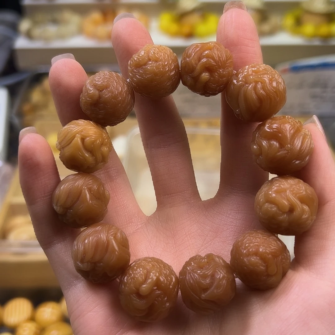 菩提根/象牙果手串微瑕风化凤九一串