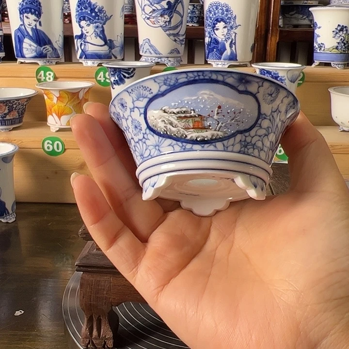 摆件墨奈手绘手工陶瓷花盆