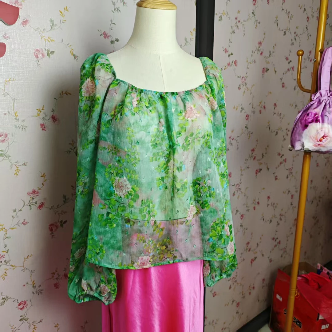 雪纺女装上衣 大领碎花上衣